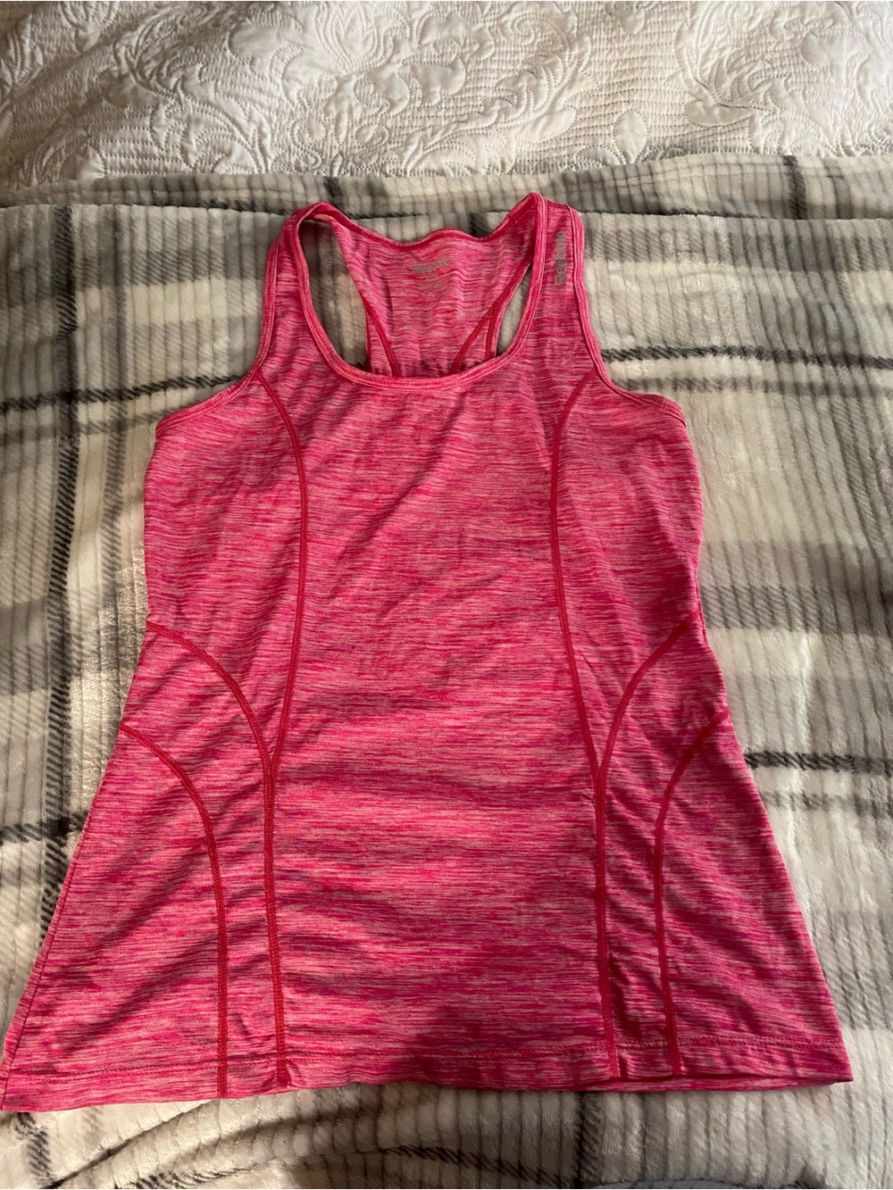 Reebok Pink Space-Dyed Racerback Performance Tank